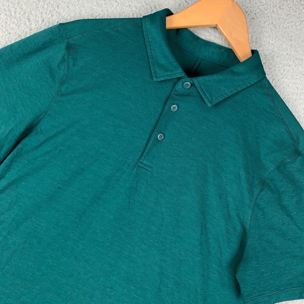 Lululemon Evolution Polo Shirt Mens Medium Storm Teal Short-Sleeve Slim Fit Golf